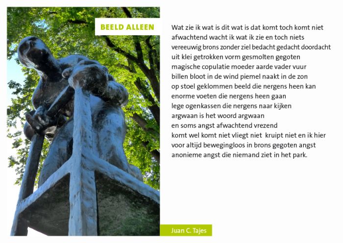 Man op kruk en Abstracte vorm